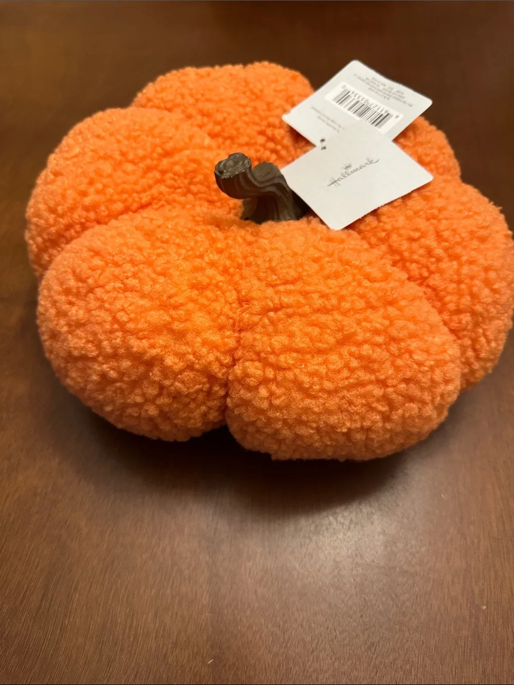 Hallmark Orange Sherpa Plush Pumpkin with Resin Stem